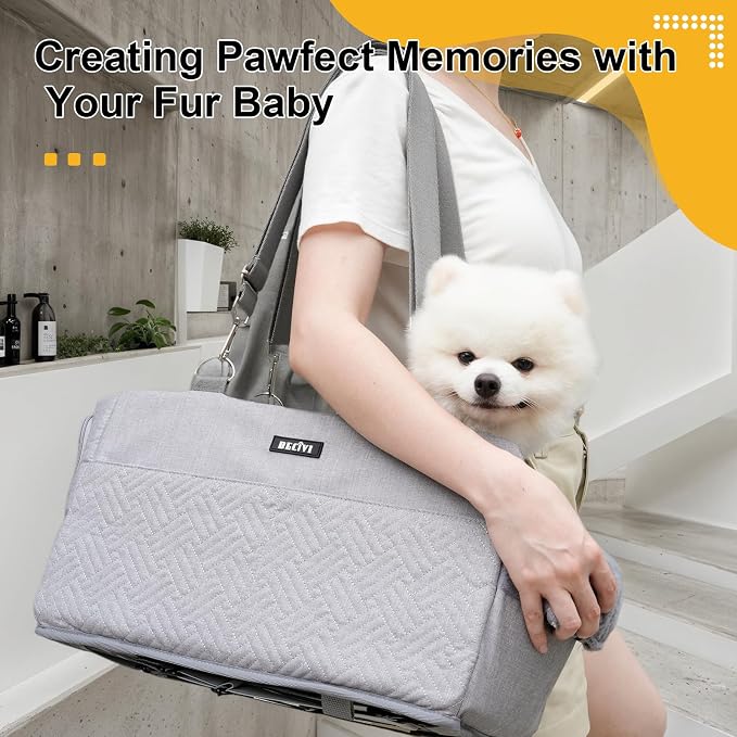 Console Dog Car Seat for Small Dogs Cats Up to 11lbs, Anti-Collapse Pet Armrest Booster Seat with Soft Pillow,Non-Slip Seat Rails Hooks & Safety Belt, Portable Car Accessories for Pets Travel