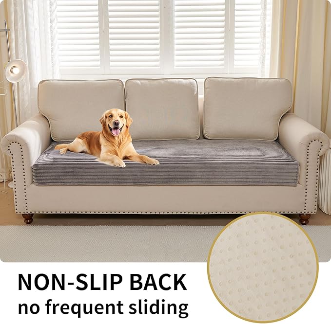 HAOMAIJIA Waterproof Couch Cover for Dogs Washable,Faux Fur Pet Couch Covers for Sofa,Soft Dog Bed Cover Non-Slip Couch Covers for 3 Cushion Couch Sofa Pet Friendly (Grey, 35" x 47" 1 Pack)