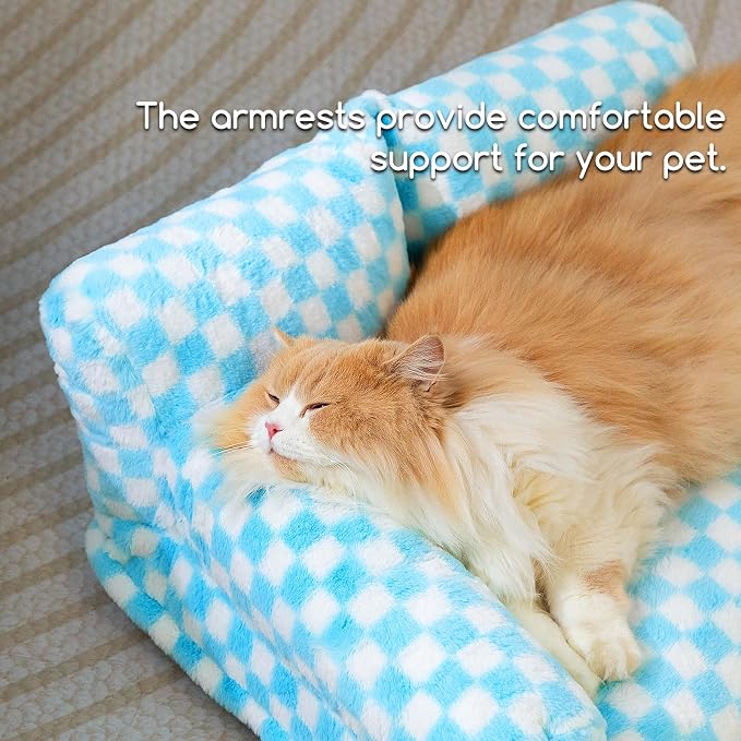 Hollypet Small Dog Large Cat Bed Puppy Couch Beds for Pets up to 25 lbs | Fluffy Dog Cat Couch Plush Soft Warming Pets Beds with Machine Washable Cover and Non-Slip Bottom