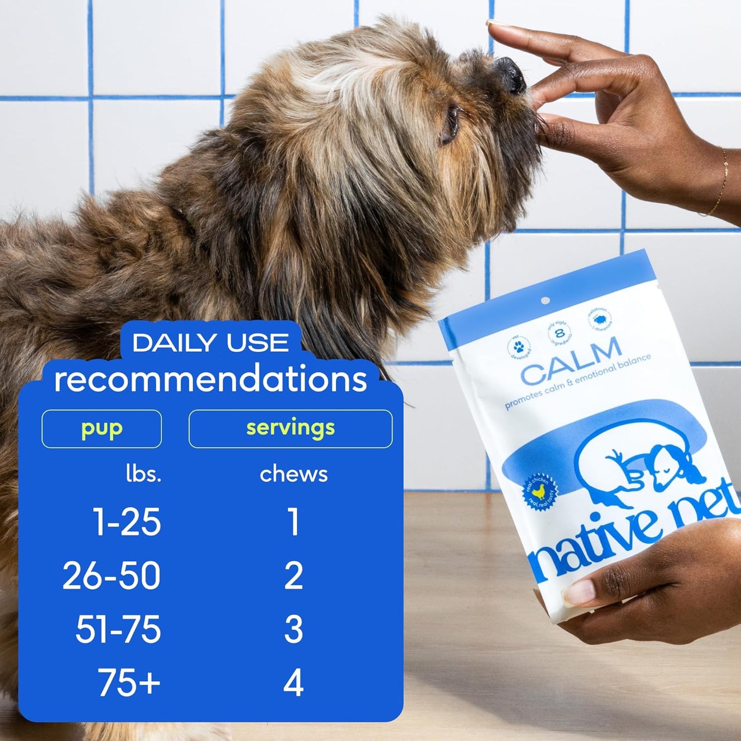 Native Pet Calming Chews for Dogs - Melatonin for Dogs Anxiety Relief - Grain Free All Natural Hemp Calming Treats & L-Theanine Helps Manage Stress & Separation Anxiety - Puppy Sleep Aid - 60 Chews