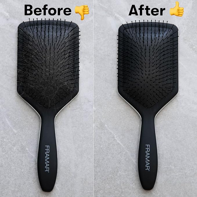 FRAMAR Premium Hair Brush Cleaner Tool – Hairbrush Cleaner Tool, Brush Cleaner Tool for All Types, Comb Cleaner – 2 in 1 Design Removes Hair & Build up Instantly – Pink