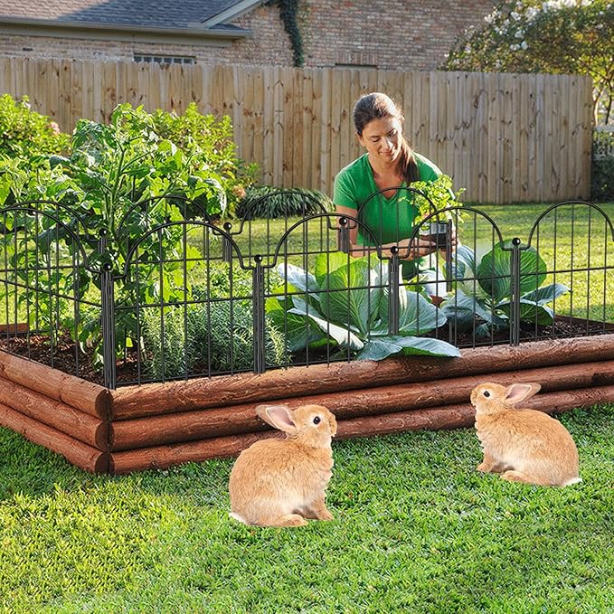 Blingluck Garden Fence, 17 in(H) x 21 ft(L) Arched Rustproof Metal No Dig Fence Garden Fence Border, Ground Stake Animal Barrier Fence for Rabbit Dog, Outdoor Landscape Decor for Yard & Patio,19 Pack