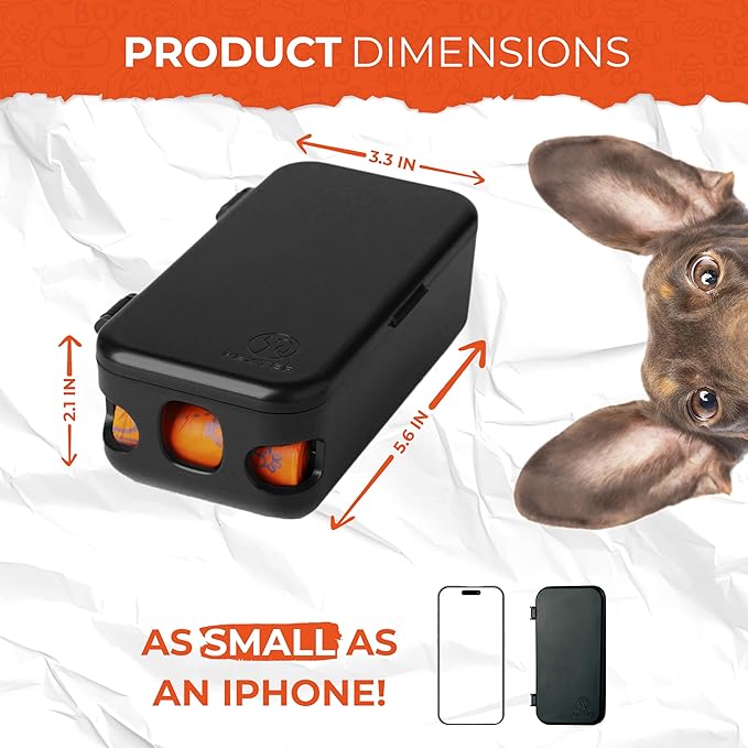 Pexter Dog Poop Bag Dispenser - Outdoor or Indoor Pet Waste Bag Dispenser Station - Stick-On or Screw-On Wall Mount - Poop Bags Storage Outdoor Container - Includes 4 Doggie Bag Rolls (Black)