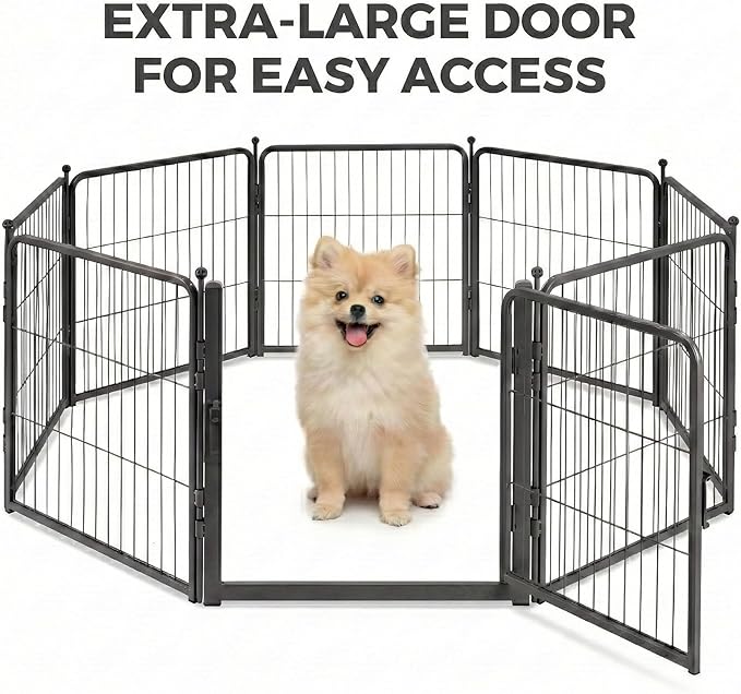 FreePet Dog Playpen for Indoor, Yard, RV Camping, 24 inch 8 Panels for Small and Puppy Dogs, Black│Patented (Black, 24 inch, 8 Panels)