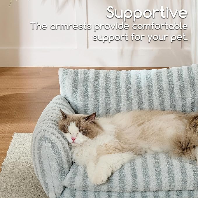Hollypet Cat Bed Small Dog Orthopedic Couch Beds for Pets up to 20 lbs | Fluffy Multifunctional Double-Layer Warming Kitten Pet Couch Orthopedic Beds with Machine Washable Cover and Non-Slip Bottom