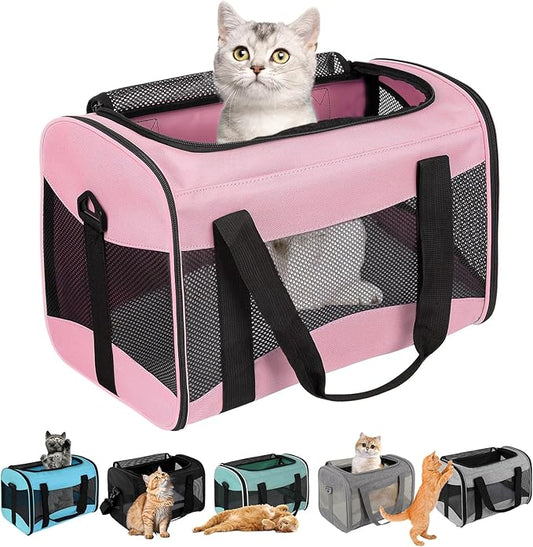 top tasta cat Carrier Large Dog Cat Carriers Puppies up to 30Lbs, Big Dog Carrier Soft Sided, Collapsible Travel Puppy Carrier (X-Large, Pink)