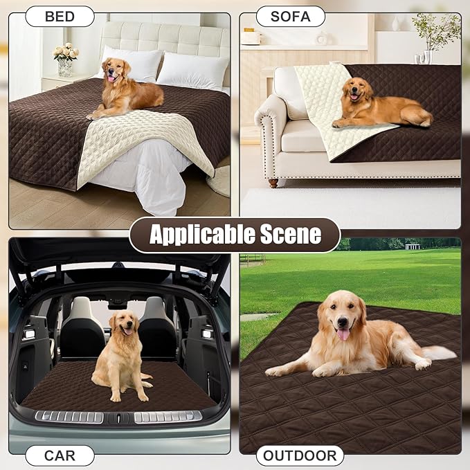 Smiry Waterproof Dog Bed Cover Pet Blanket, Soft Washable Dog Blanket for Furniture Bed Couch Sofa Reversible, Checkered (30"x70", Chocolate/Beige)