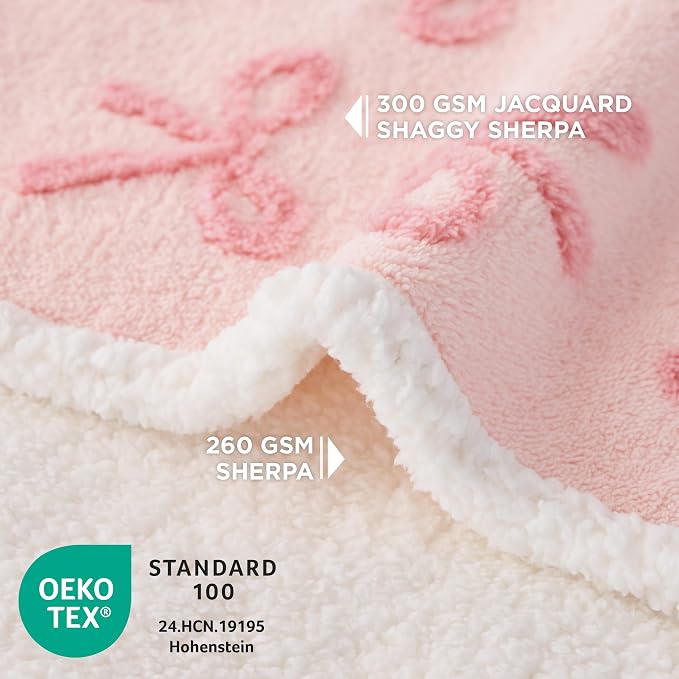 LE SURE Waterproof Dog Blankets for Large Dogs Cute Cozy 3D Jacquard,40x50 | Warm Soft Pet Blanket for Senior Dogs Aesthetic Gift, Washable Sherpa Throw, Reversible Couch Protector, Pink Taffy