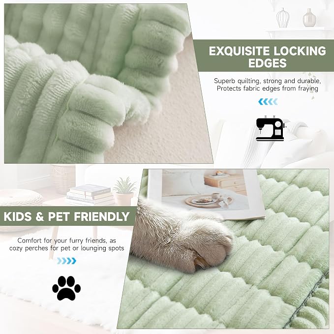 OTOB Couch Cover for Dogs Washable, Non Slip Plush Sofa Covers for 3 Cushion Couch, Fuzzy Pet Friendly Mat Bed Furniture Protector Sofa Slipcover, All Seasons (Matcha Green, 27.6" x 70.9")