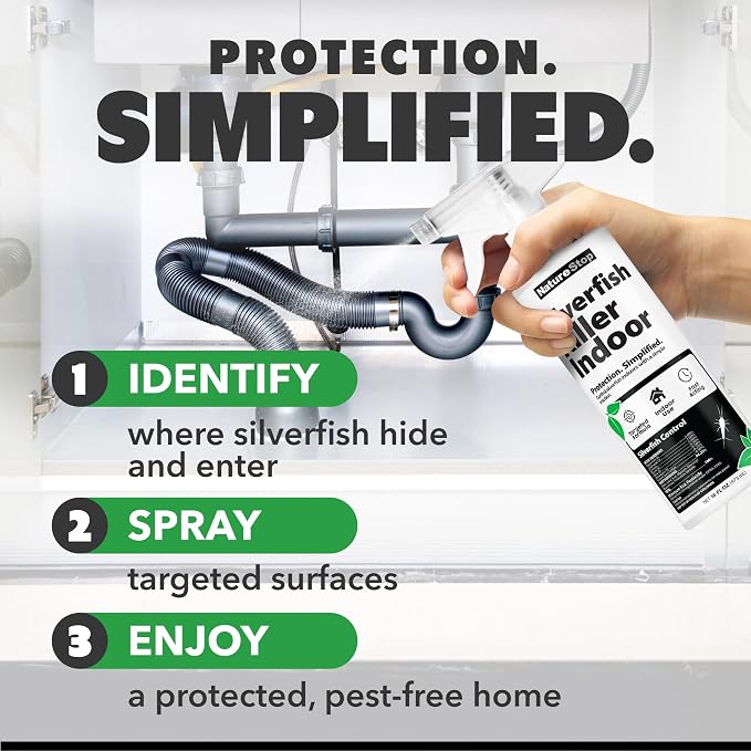 Silverfish Killer Spray (16oz) | Kills on Contact, Plant-Based Active Ingredients, Fast-Acting Formula, For Closets & Storage Areas, Pet & Family Friendly