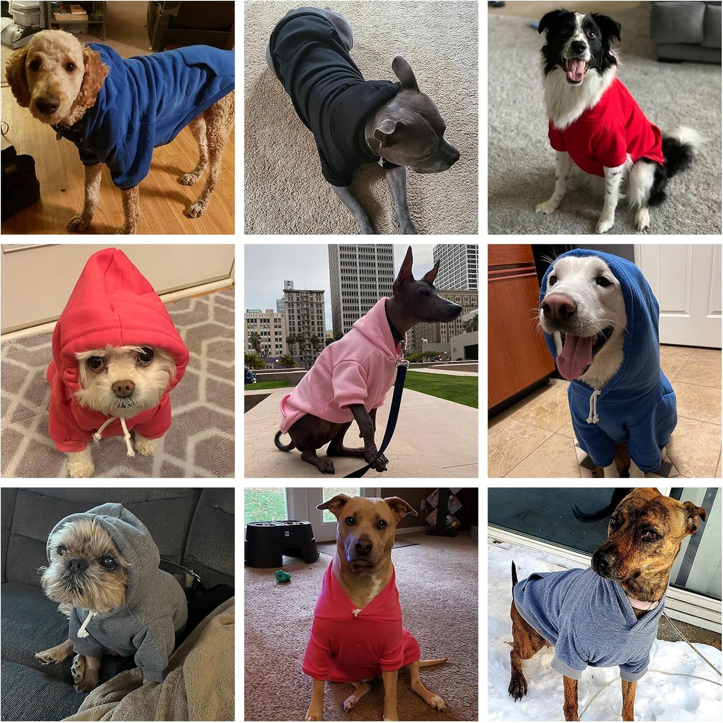 KOOLTAIL Basic Dog Hoodie - Soft and Warm Dog Hoodie Sweater with Leash Hole and Pocket, Dog Winter Coat, Cold Weather Clothes Sweatshirt for Small Medium Large Dogs Puppy Cat Boys Girls Blue S