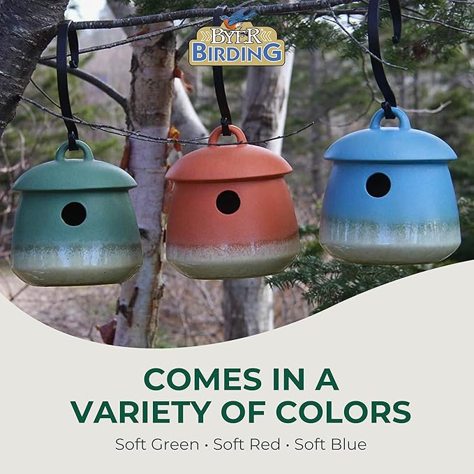 Byer of Maine Return Bird Home, Hanging Bird House, Soft Blue, 7 D x 7 H inches