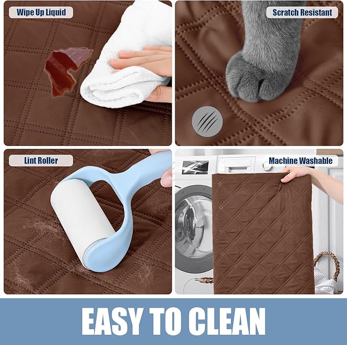 Smiry Waterproof Dog Bed Cover Pet Blanket, Soft Washable Dog Blanket for Furniture Bed Couch Sofa Reversible, Checkered (30"x70", Brown/Beige)