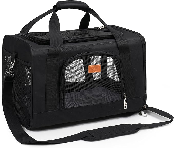 ROYPET Cat Carrier,Portable Pet Carrier Bag for Cats and Small Dogs,Foldable Soft-Sided and Scratch-Proof mesh Cat Bag Pet Carriers,Airline Approved Pet Carrier,Pet Travel Carrier Up to 15 Lbs,Black