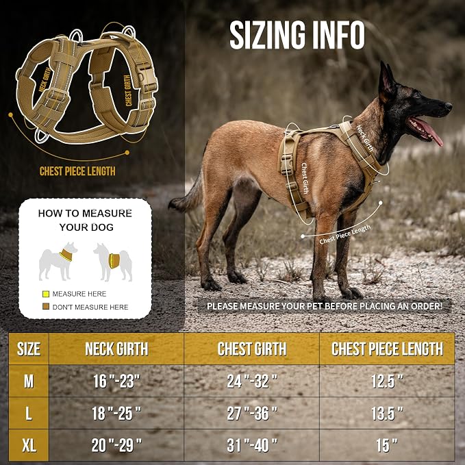 OneTigris Soft Padding No Pull Dog Vest Harness for Medium and Large Dogs | High-tensile Nylon, Adjustable, Reflective, 1 Handle, 3 D-rings, Lightweight, Tough, Easy on/off Tactical Dog Harness