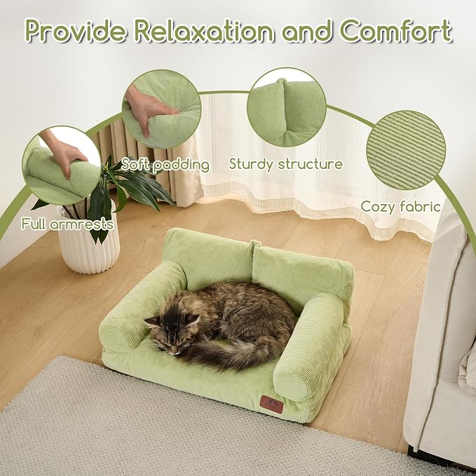 Hollypet Small Dog Large Cat Bed Puppy Couch Beds for Pets up to 25 lbs | Fluffy Dog Cat Couch Plush Soft Warming Pets Beds with Machine Washable Cover and Non-Slip Bottom