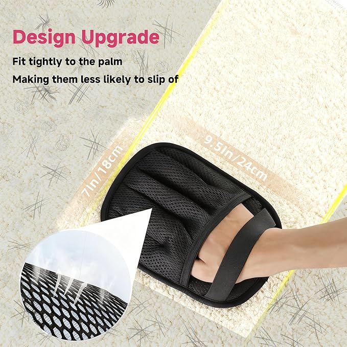 NVNAN 2-in-1 Pet Hair Removal Glove Set for Cats & Dogs, Five-Finger Electrostatic Pet Hair Gloves & Grooming Glove ，Reusable Magic Brush Pet Hair Remover Tool for Laundry，Carpet,Car Seat，Couch