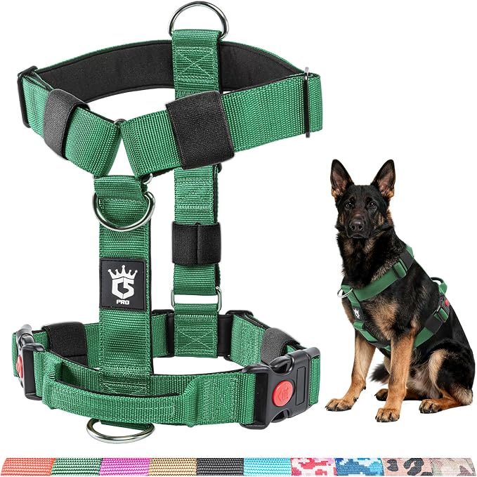 TSPRO Tactical Heavy Duty Dog Harness, Quick Release Buckle & Top Handle | Premium No Pull Dog Vest Harnesses, Adjustable, Soft Padded Lining, 1.5-Inch Wide for Medium & Large Dogs, Walking & Training