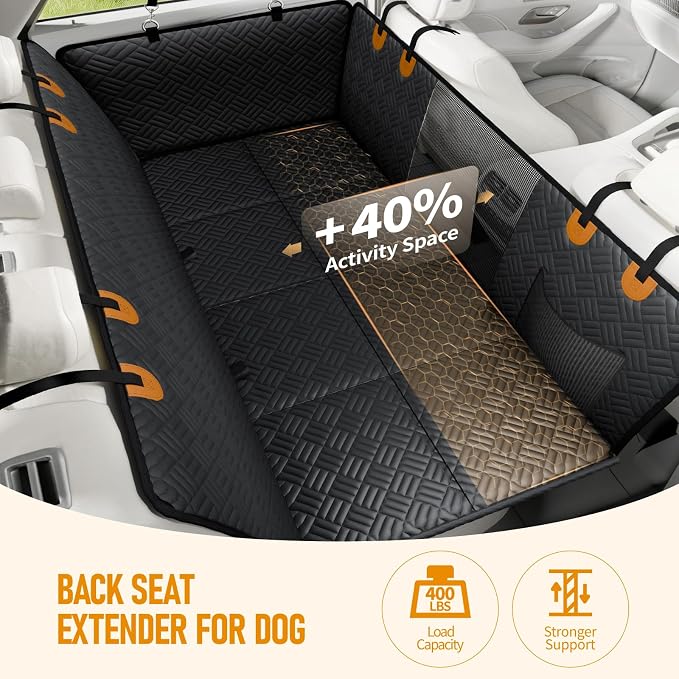PROZAR Dog Car Seat Cover for Back Seat, Hard Bottom Back Seat Extender, Back Seat Pet Cover for Dogs - Supports 400lbs, Back Seat Pet Cover, Dog Hammock for Full-Size Trucks/SUVs