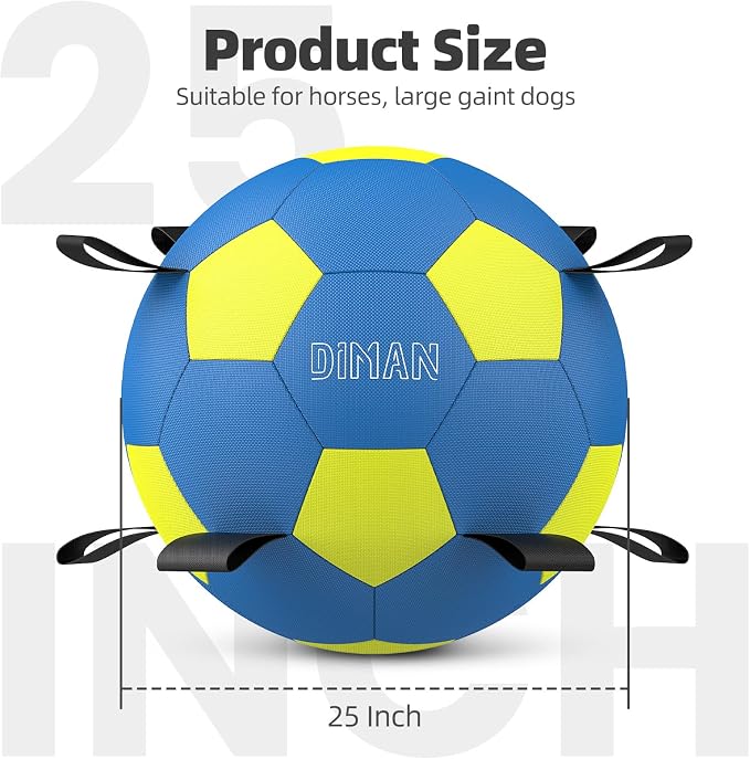 Diman Herding Ball for Dogs: 25 Inch Horse Balls for Outdoor Play, Large Dog Toys Balls for Australian Shepherd, Dogs or Horses, Blue Yellow