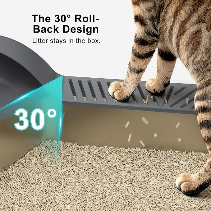 AIPERRO Stainless Steel Litter Box | XL Enclosed Cat Litter Boxs with Lid for Big Cats | High Sided, Anti-Urine Leakage | Non-Stick Bottom & Includes Scoop