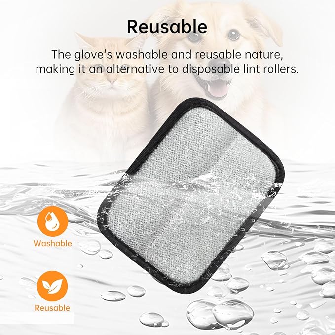 2 Pcs Pet Hair Removal Gloves, Reusable Electrostatic Pet Cat Dog Hair Remover Grooming Gloves Brush Tool for Couch, Furniture, Carpet, Car Seat (2 Pcs Black)