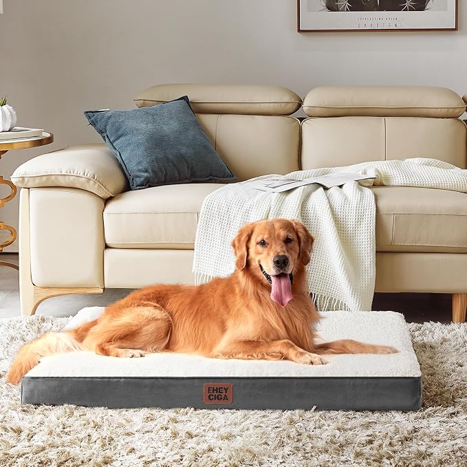 EHEYCIGA Orthopedic Dog Beds, Egg Crate Dog Bed Pet Mat with Washable Removable Cover, All Size Dogs | Egg Crate Foam Support, Durable Oxford fabric, Non-Slip Bottom, Machine Washable, Soft Waterproof Plush Pet Bed Mat For Crate