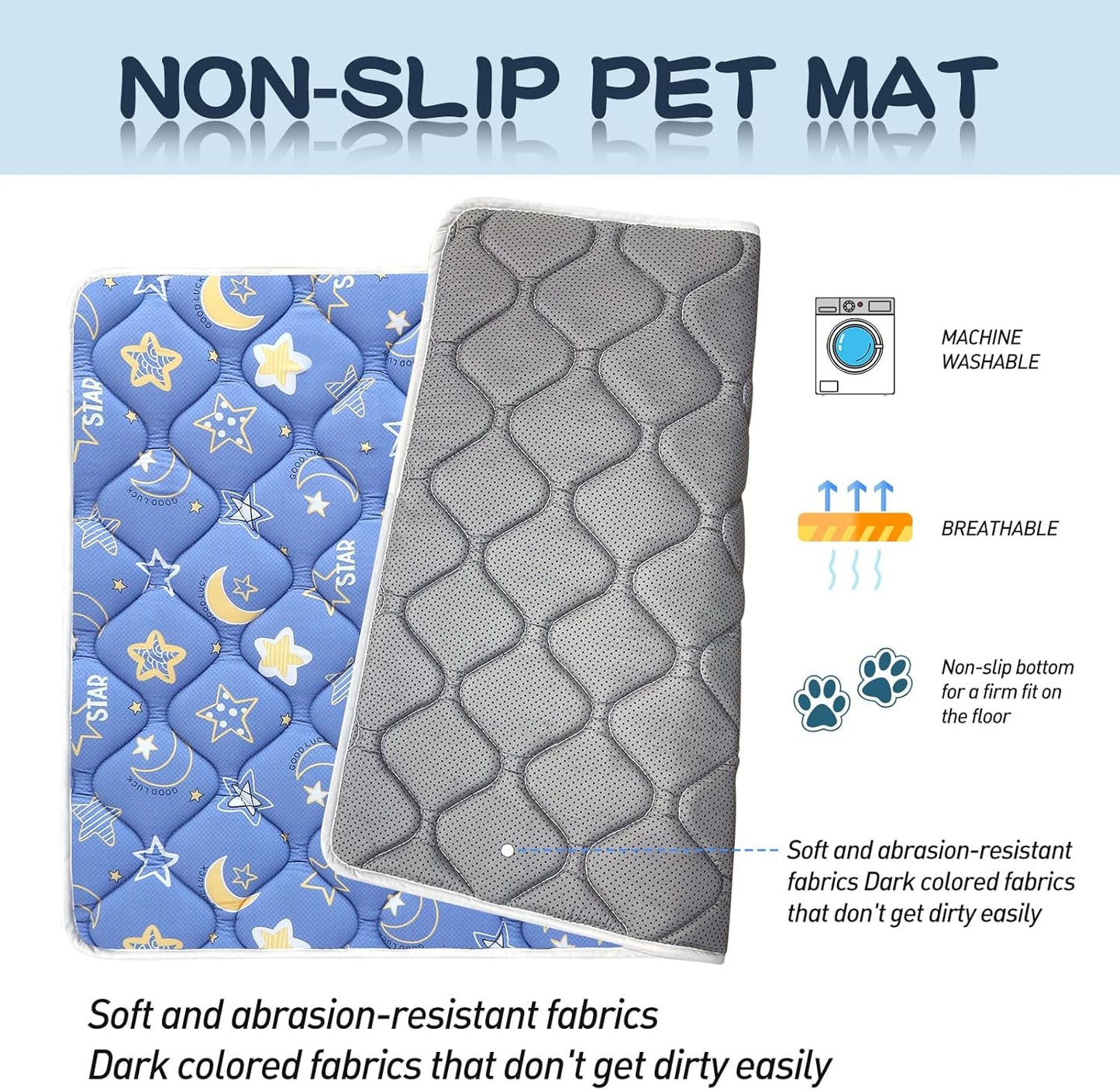 Bubble bear Dog Crate Mat - Ultra Soft, Washable & Anti-Slip Kennel Pad for Small/Medium/Large Dogs, Dark-Hued to Hide Stains (59"x35")