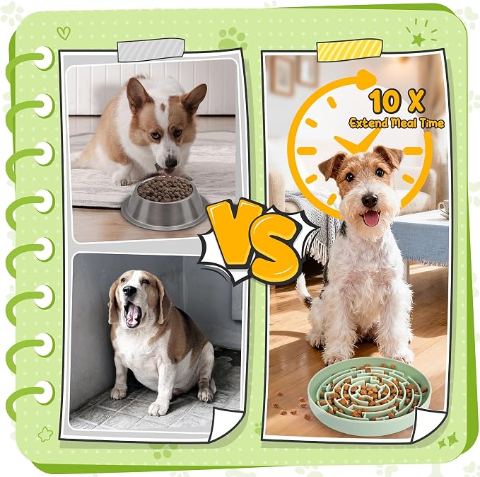 KIPRITII Dog Puzzle Feeder Set with Slow Feeder Bowl & Treat Ball | For Small & Medium Dogs,Adjustable Food Dispensing,Mental Stimulation,Interactive Play