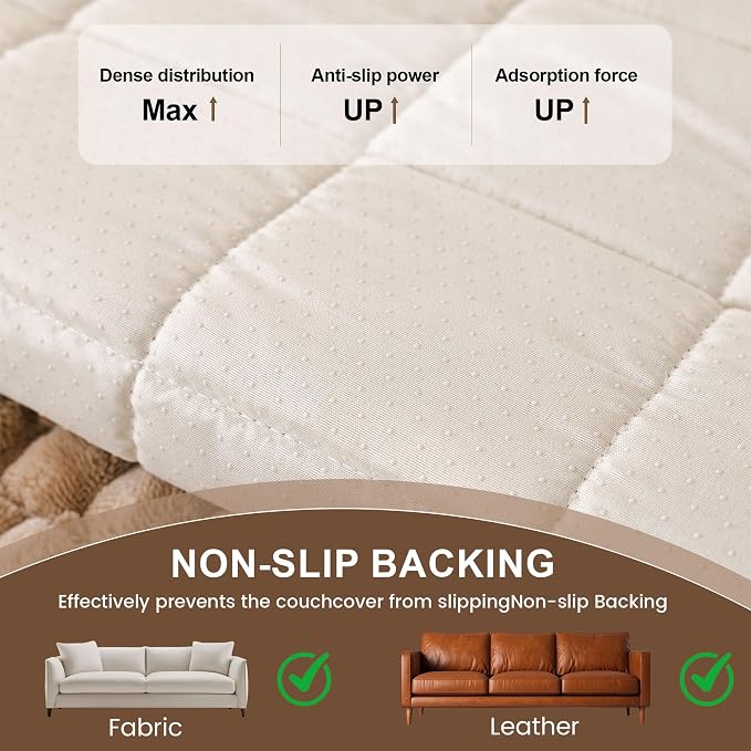 OTOB Couch Cover for Dogs Washable All Seasons Non Slip Fuzzy Pet Couch Covers Sofa Slipcovers Cushion Mat, Plush Soft Cozy Furniture Protector Kids Pet Friendly (Coffee, 23.6" x 47.2")