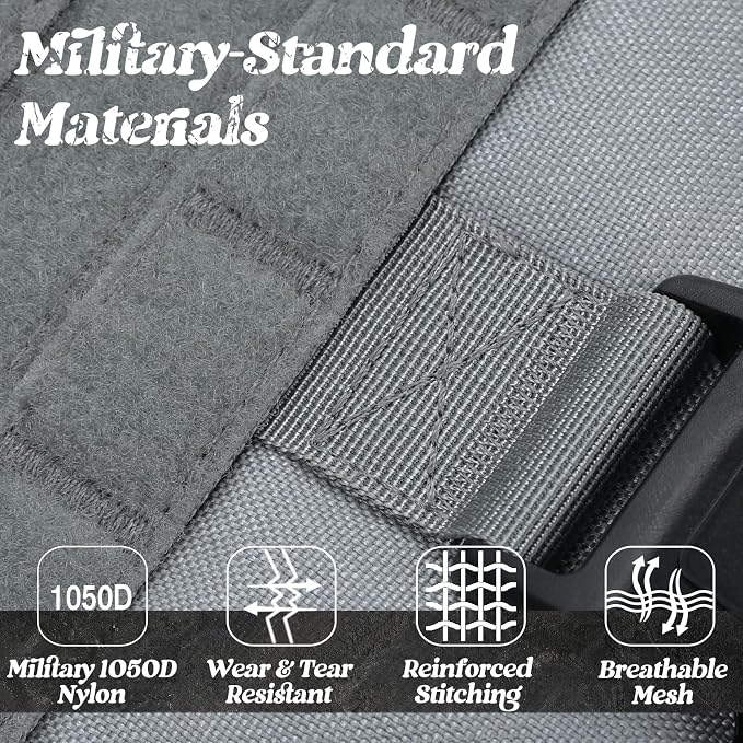 rabbitgoo Tactical Dog Harness for Small, Heavy Duty Military No Pull Vest | Sturdy Metal Buckles, 5 Adjustments, Molle System, Powerful Pullers for Training, Hunting, Outdoor, Grey, Small