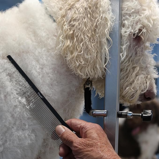 FlexIt Professional Stainless Steel Pet Comb - Gently & Precisely Removes Loose Fur, Tangles & Mats for a Smoother, Healthier Coat - Pairs Perfectly with the FlexIt Brush