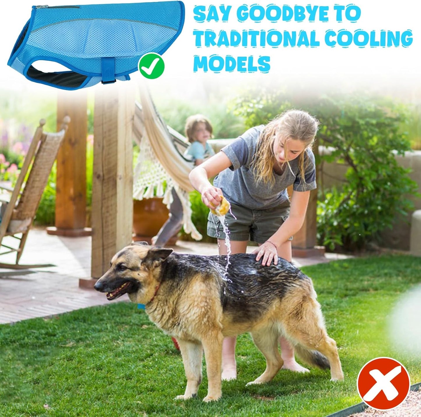 ROZKITCH Dog Cooling Vest, Evaporative Cooling Vest for Dogs with Breathable Mesh Material & Reflective Pipe, Adjustable Dog Cooling Vest Great for Large Dogs 3XL