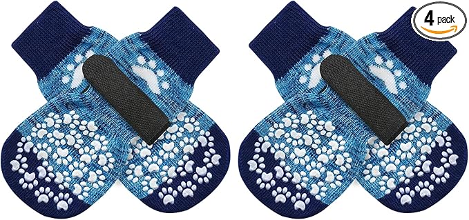 EXPAWLORER Anti Slip Dog Socks to Prevent Licking Paws, Dog Shoes for Hot Pavement, Dog Booties for Small Medium Large Senior Dogs, Traction Control Boots & Paw Protectors for Hardwood Floors