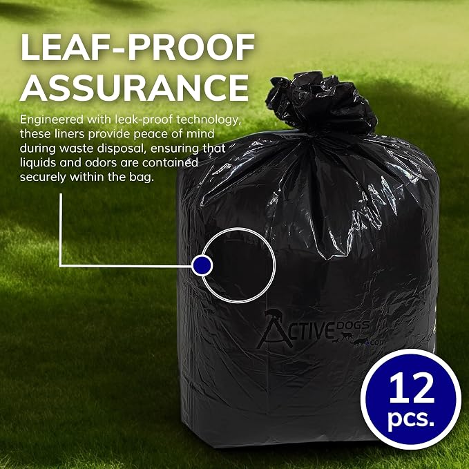 ActiveDogs Heavy Duty Dog Poop Bags, 5 Gallon Bucket Trash Bags, 12PK | Fits Dog Poop Trash Can, Dog Poop Bucket, And 5 Gallon Bucket Trash Bags For Everyday Pet Waste Disposal