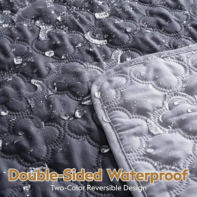 Waterproof Dog Blanket, Couch Cover for Dogs Washable, Reversible Dog Bed Cover. (Dark＆Light Grey, 68 X 82 Inch - 1 Pack)
