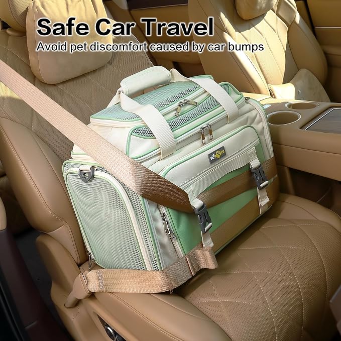 18x11x11 Small Cat/Dog/Pet Carrier – Airline Approved, Collapsible with Expandable Top and Sides. Soft-Sided Travel Puppy Carry Bag, Small Animal Rabbit Kennel Carrying Case, Kitten Mesh Cage