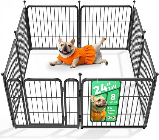 FXW Rollick Unleashed Dog Playpen for Indoor, Yard, RV Camping, 24 inch 8 Panels for Small and Puppy Dogs, Black│Patented