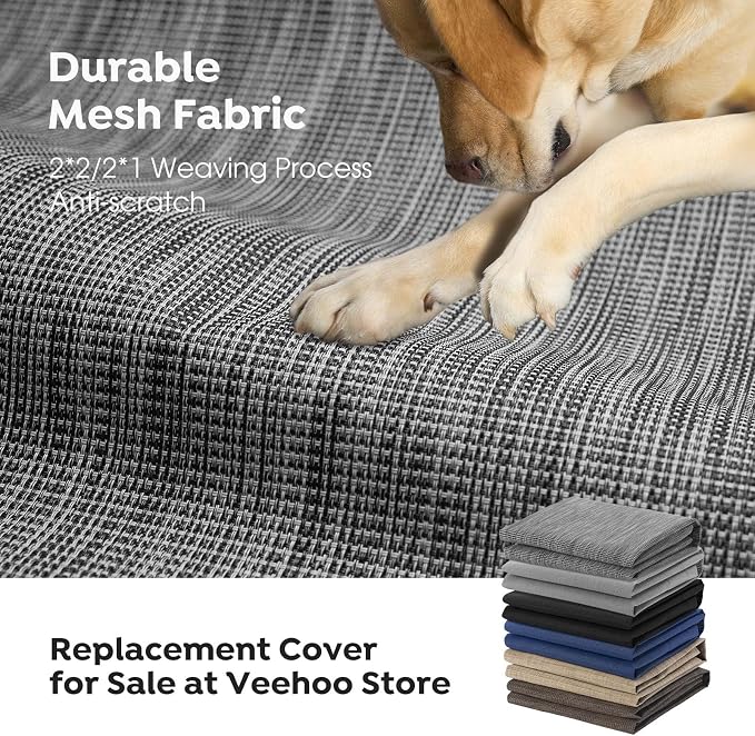 Veehoo Outdoor Elevated Dog Bed Large Sized Dogs, Cooling Raised Dog Cots | Off-ground training platform, portable camping hammock, breathable mesh, easy to clean, no-tool setup, 45"x33", Black Silver