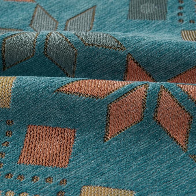 VClife Boho Couch Cover Green Geometric Jacquard Pattern Sofa Cover, 1 Piece Large Couch Covers for 3 Cushion Couch Sofa Washable Plush Chenille Sofa Protector for Living Room, 71x134 Inch