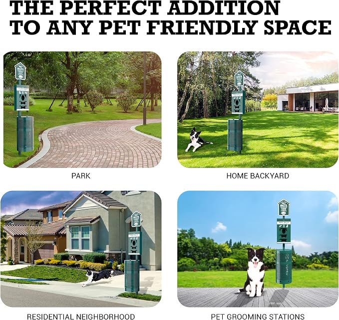 ALAGPRO® Pet Waste Station Outdoor Dog Waste Station with Hand Sanitizer Bottle, Commercial Dog Poop Station with Free 400 Roll, 200 Pull Waste Bags & 50 Can Liners for Backyard, Park & HOA's