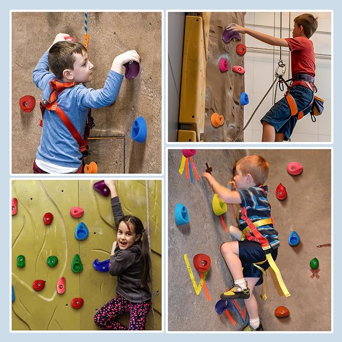 45 PCS Rock Climbing Wall for Kids,Rock Wall Climbing Holds,Adults Climbing Wall Grip Kits Holds Up to 230 lbs for Outdoor Indoor Home Playground Climbing Holds