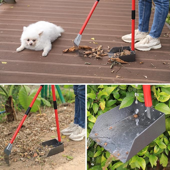 𝗫-𝗧𝗘𝗖𝗢𝗞𝗜𝗧 Pooper Scooper - 𝗗𝘂𝗿𝗮𝗯𝗹𝗲 & 𝗦𝘁𝘂𝗿𝗱𝘆 Spade&Tray Set with Long Handle,Great for Large Small and Multi Dogs,𝗡𝗼 𝗕𝗲𝗻𝗱 𝗗𝗼𝘄𝗻 Easy Cleanup,Use for Yard Grass Gravel Dirt