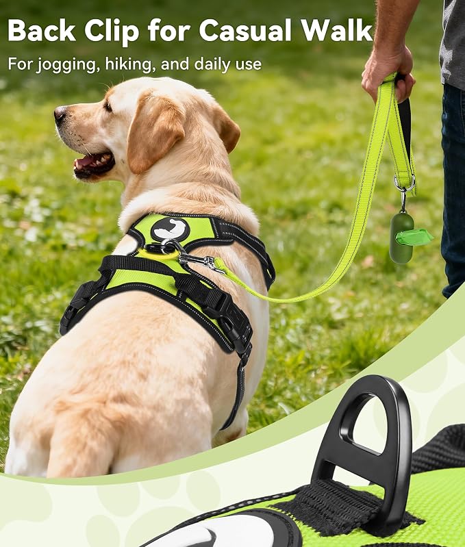 Joytale No Pull Dog Harness for Small Dogs, Front Clip, Green | Grab Handle for Instant Control, Padded & Adjustable Vest, Sturdy Metal D-Rings, for Safe Training & Daily Walking