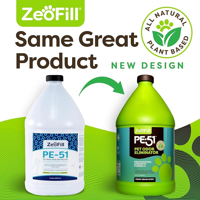 ZEOFILL PE-51 Pet Odor Eliminator - Professional Strength Urine Enzyme Cleaner | Pet, Turf & Yard Smell Remover | Cat & Dog Pee Deodorizer Spray | Outdoor Use | Natural Eco-Friendly Enzymes | 4 Gallon