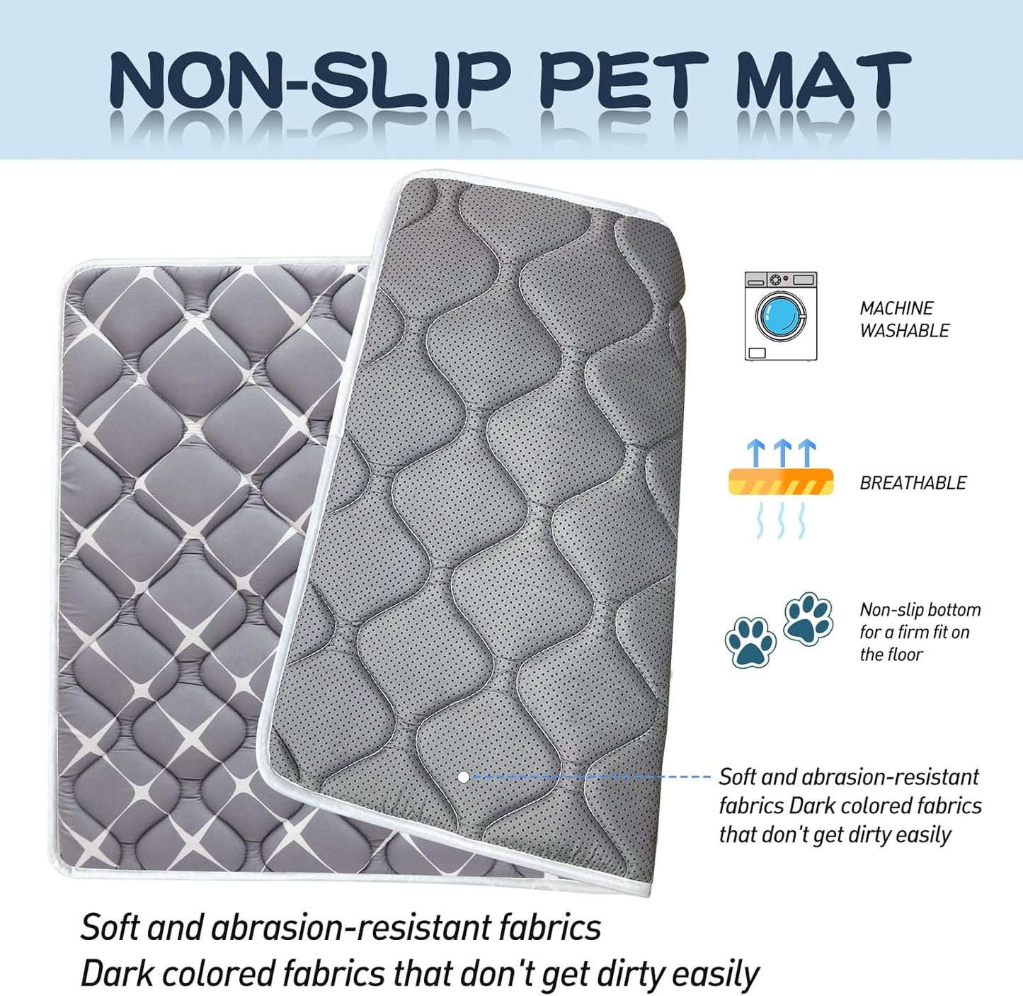 Bubble bear Dog Crate Mat - Ultra Soft, Washable & Anti-Slip Kennel Pad for Small/Medium/Large Dogs, Dark-Hued to Hide Stains (59"x35")