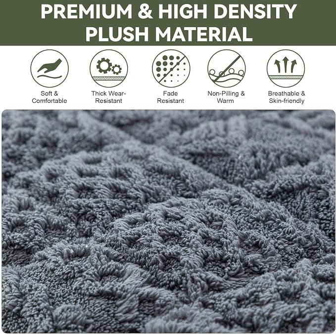 OTOB Couch Covers for 3 Cushion Sofa Pet Friendly Washable, All Seasons Non Slip Plush Fuzzy Sofa Covers, Geometric Jacquard Soft Cozy Dog Bed Mat Sofa Slipcovers Protector (Dark Gray, 27.6" x 82.7")