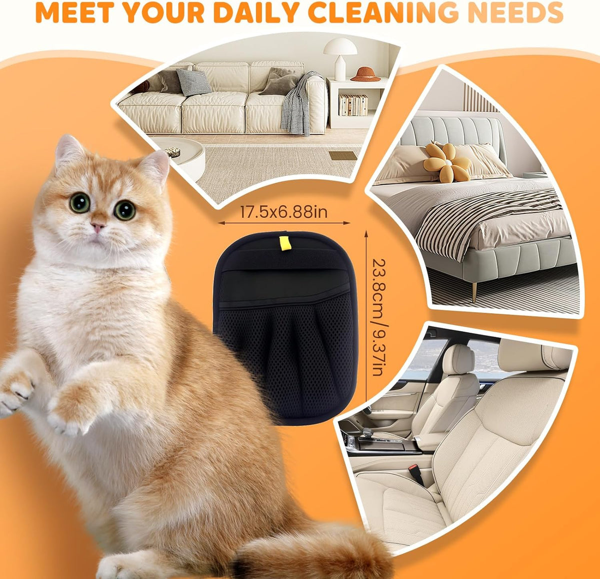 Pet Hair Removal Glove for Cats & Dogs, Reusable Pet Hair Remover Electrostatic Gloves for Couch, Furniture, Carpet