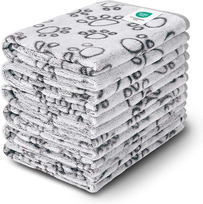 Luciphia 1 Pack 6 Dog Blankets Cat Soft Fluffy Fleece Pet Blanket Warm Cute Print Design Puppy Kitten Doggy Paw Grey Medium(30"x20")