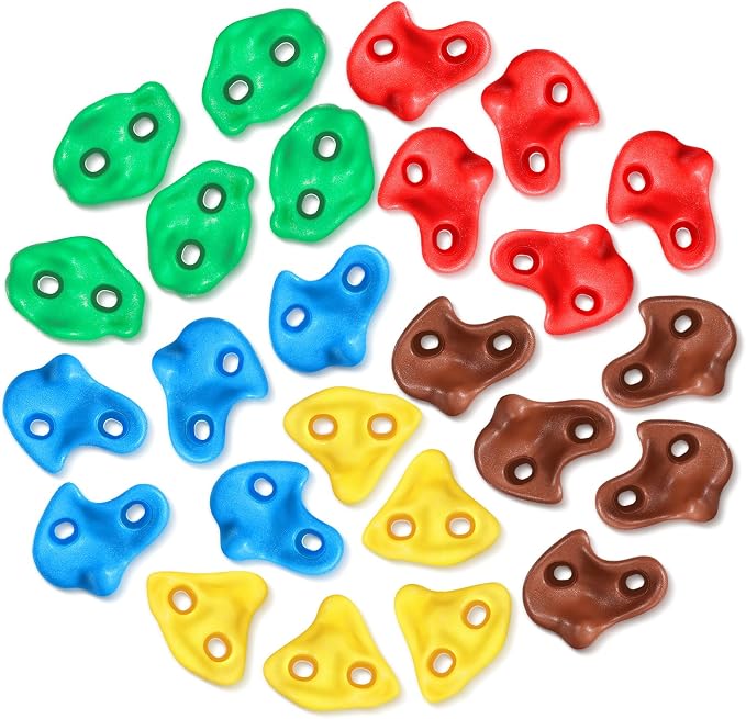 TOPNEW 25PCS Rock Climbing Holds for Kids, Large Climbing Holds for Play Set, Swingset - Adult Rock Wall Holds with Mounting Hardware for Indoor Outdoor Rock Climbing Wall